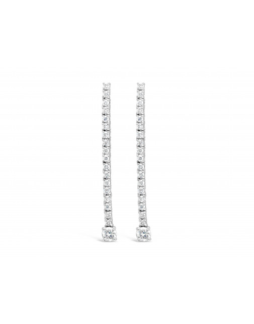 Diamond Drop Earrings Set In 18ct White Gold Set With 38 Round Brilliant Cut Diamonds